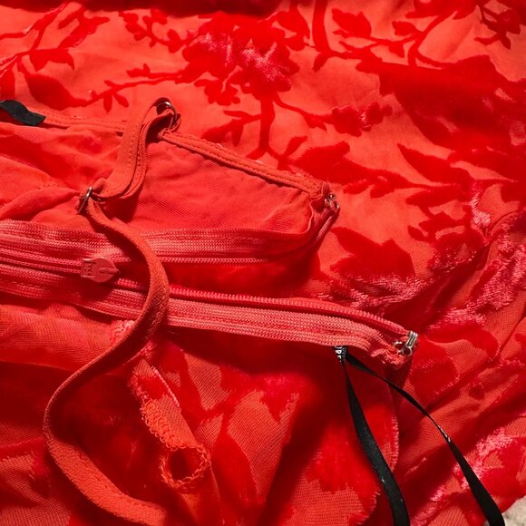 Red Velvet Floral Burnout Maxi Slip Dress Forever 21 Womens Sz S HOCO Whimsigoth - Picture 6 of 8